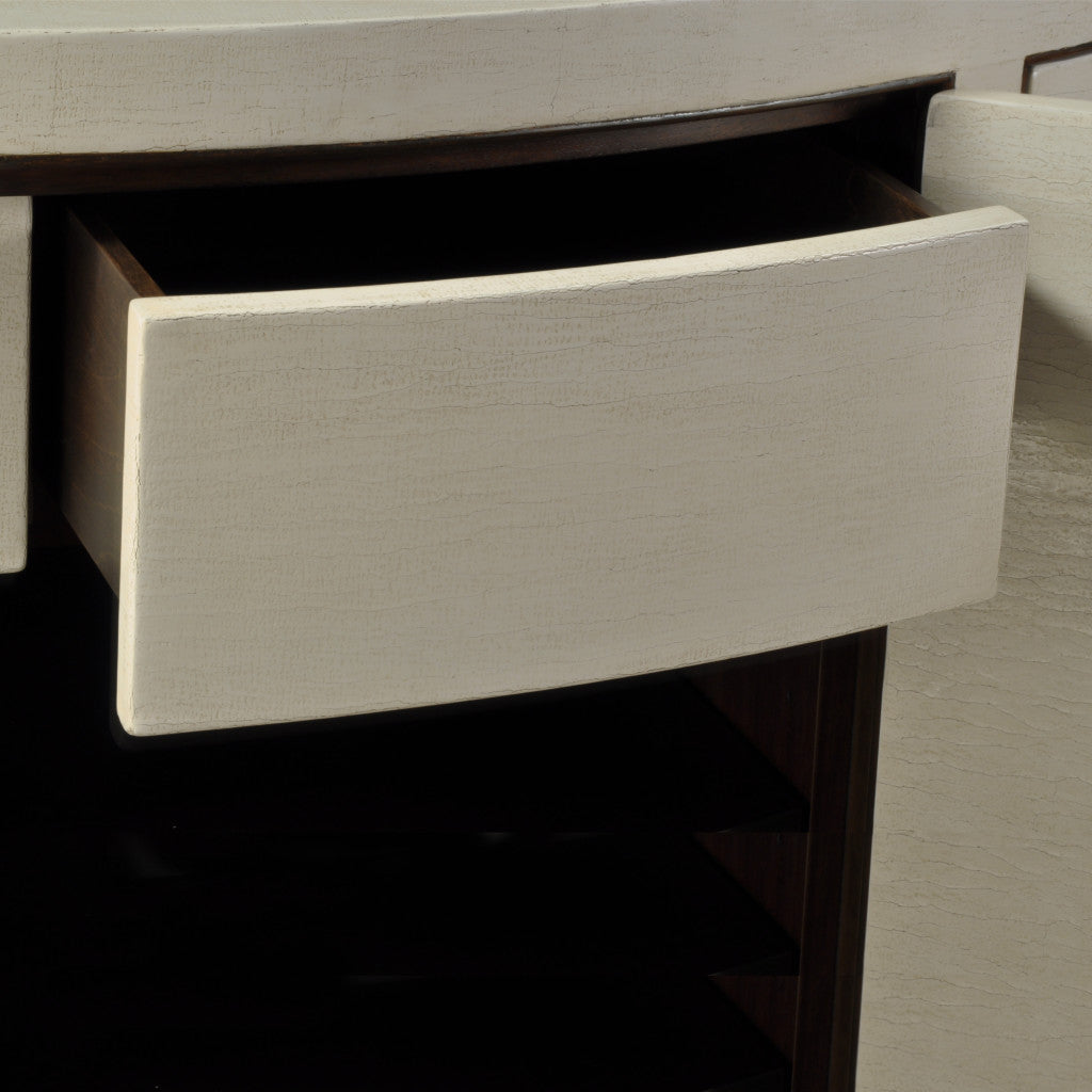Denham Demilune Cabinet - Crackled Linen