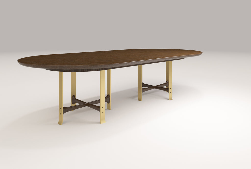 Marisa Double Pedestal Dining Table - Racetrack Top