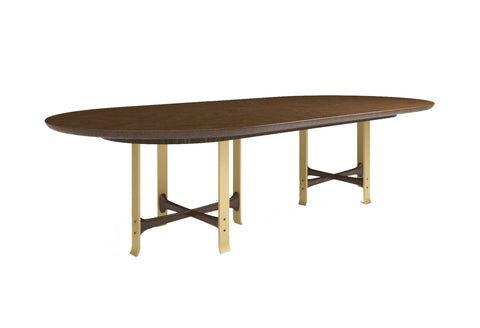 Marisa Double Pedestal Dining Table - Racetrack Top